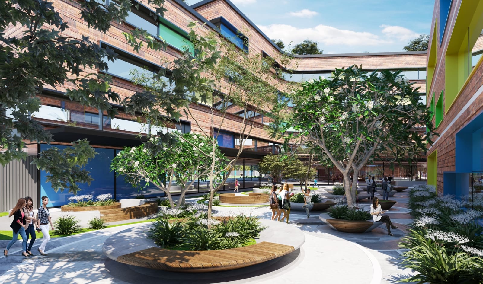 rendered image of open seating space at Emasi School